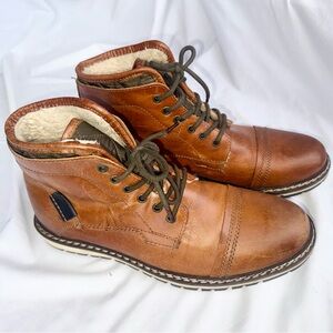 Crown Vintage Men's Sz 12 Cognac Sherpa Fielding Quilted Cap Toe  Brown Boots